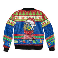Solomon Islands Christmas Bomber Jacket Santa With Flag Of Solomon Polynesian Tribal Xmas Vibe LT03 - Polynesian Pride