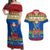 Solomon Islands Christmas Couples Matching Off Shoulder Maxi Dress and Hawaiian Shirt Santa With Flag Of Solomon Polynesian Tribal Xmas Vibe LT03 Blue - Polynesian Pride