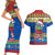 Solomon Islands Christmas Couples Matching Short Sleeve Bodycon Dress and Hawaiian Shirt Santa With Flag Of Solomon Polynesian Tribal Xmas Vibe LT03 - Polynesian Pride