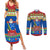 Solomon Islands Christmas Couples Matching Summer Maxi Dress and Long Sleeve Button Shirt Santa With Flag Of Solomon Polynesian Tribal Xmas Vibe LT03 Blue - Polynesian Pride