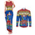 Solomon Islands Christmas Couples Matching Tank Maxi Dress and Long Sleeve Button Shirt Santa With Flag Of Solomon Polynesian Tribal Xmas Vibe LT03 Blue - Polynesian Pride