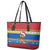 Solomon Islands Christmas Leather Tote Bag Santa With Flag Of Solomon Polynesian Tribal Xmas Vibe LT03 - Polynesian Pride