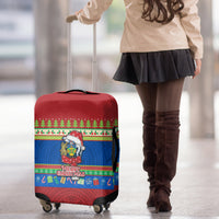 Solomon Islands Christmas Luggage Cover Santa With Flag Of Solomon Polynesian Tribal Xmas Vibe LT03 - Polynesian Pride