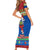 Solomon Islands Christmas Short Sleeve Bodycon Dress Santa With Flag Of Solomon Polynesian Tribal Xmas Vibe LT03 - Polynesian Pride