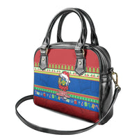 Solomon Islands Christmas Shoulder Handbag Santa With Flag Of Solomon Polynesian Tribal Xmas Vibe LT03 - Polynesian Pride