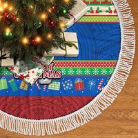 Solomon Islands Christmas Tree Skirt Santa With Flag Of Solomon Polynesian Tribal Xmas Vibe LT03 - Polynesian Pride