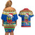 Personalised Solomon Islands Christmas Couples Matching Off Shoulder Short Dress and Hawaiian Shirt Santa With Flag Of Solomon Polynesian Tribal Xmas Vibe LT03 - Polynesian Pride