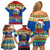 Personalised Solomon Islands Christmas Family Matching Off Shoulder Short Dress and Hawaiian Shirt Santa With Flag Of Solomon Polynesian Tribal Xmas Vibe LT03 - Polynesian Pride