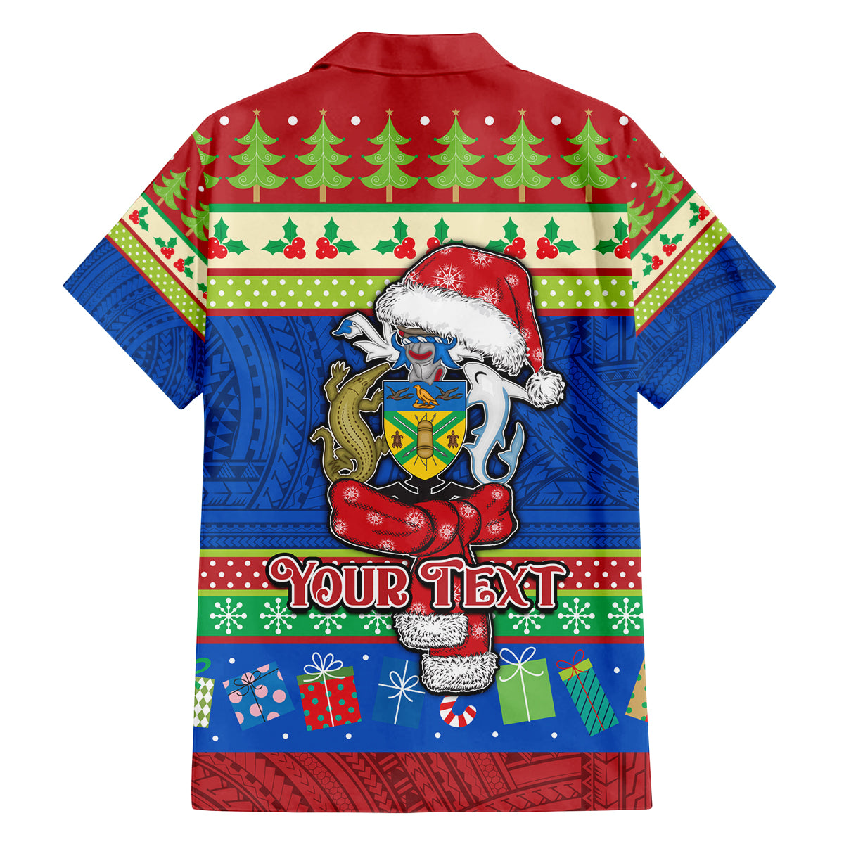 Personalised Solomon Islands Christmas Family Matching Puletasi Dress and Hawaiian Shirt Santa With Flag Of Solomon Polynesian Tribal Xmas Vibe LT03 - Polynesian Pride