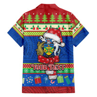 Personalised Solomon Islands Christmas Family Matching Puletasi Dress and Hawaiian Shirt Santa With Flag Of Solomon Polynesian Tribal Xmas Vibe LT03 - Polynesian Pride