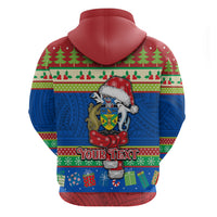Personalised Solomon Islands Christmas Hoodie Santa With Flag Of Solomon Polynesian Tribal Xmas Vibe LT03 - Polynesian Pride