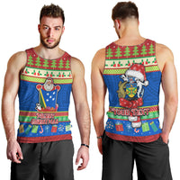 Personalised Solomon Islands Christmas Men Tank Top Santa With Flag Of Solomon Polynesian Tribal Xmas Vibe LT03 - Polynesian Pride