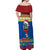 Personalised Solomon Islands Christmas Off Shoulder Maxi Dress Santa With Flag Of Solomon Polynesian Tribal Xmas Vibe LT03 - Polynesian Pride