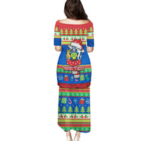 Personalised Solomon Islands Christmas Puletasi Santa With Flag Of Solomon Polynesian Tribal Xmas Vibe LT03 - Polynesian Pride