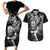 New Zealand Rugby Couples Matching Short Sleeve Bodycon Dress and Hawaiian Shirt Maori Warrior Rugby with Silver Fern Sleeve Tribal Ethnic Style LT03 Black - Polynesian Pride