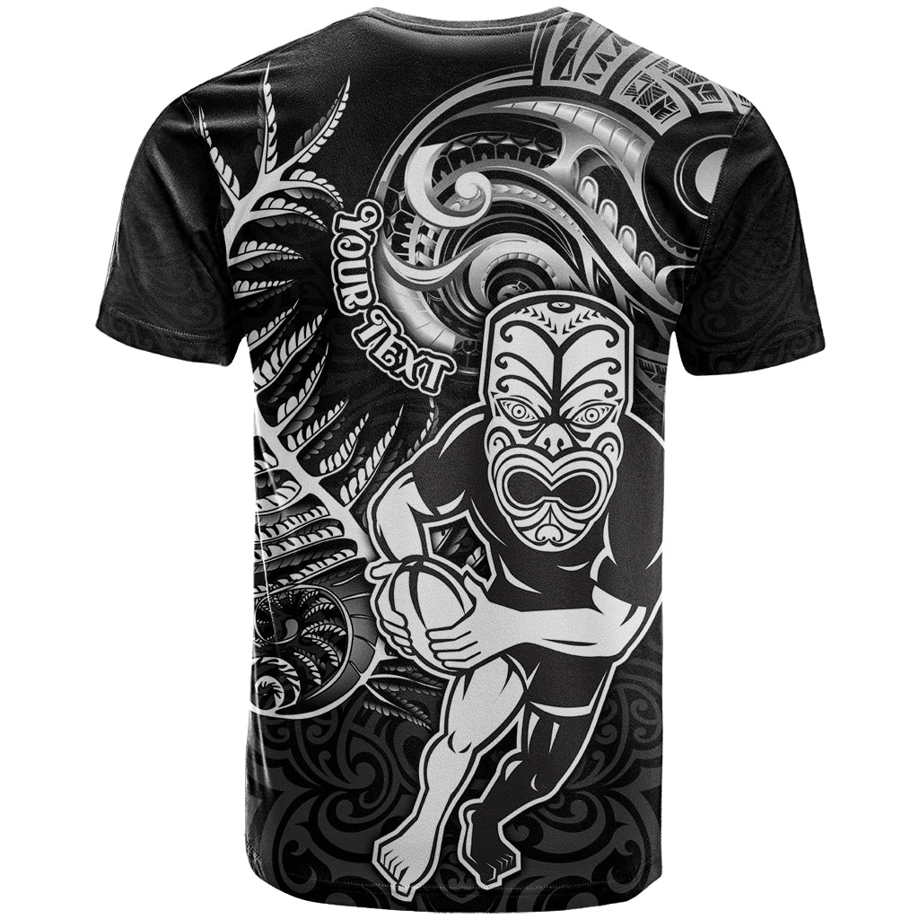 Personalised New Zealand Rugby T Shirt Maori Warrior Rugby with Silver Fern Sleeve Tribal Ethnic Style LT03 - Polynesian Pride