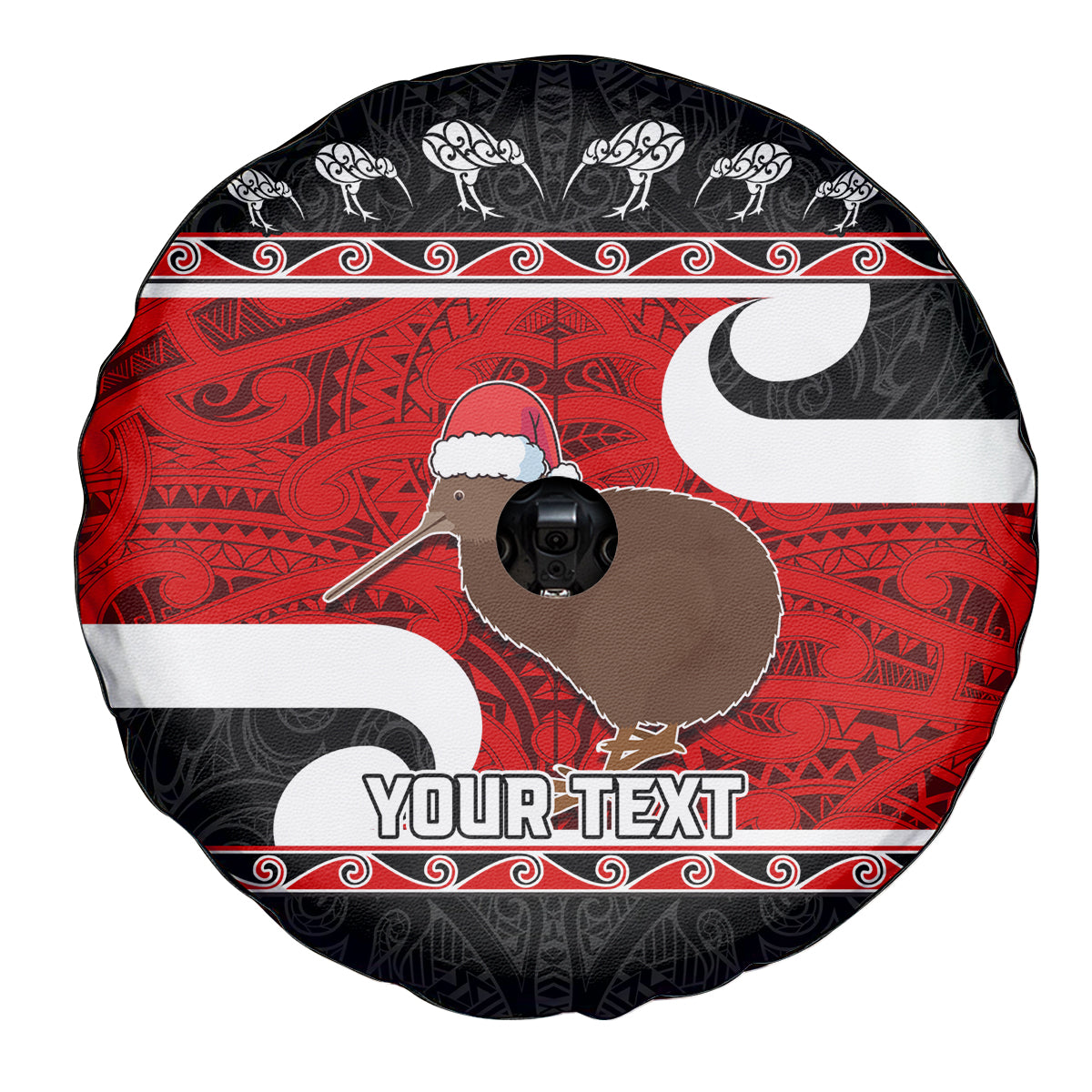 Personalized New Zealand Christmas Spare Tire Cover Santa Haka Fern and Kiwi Bird Tino Rangatiratanga Maori Flag Style LT03 - Polynesian Pride