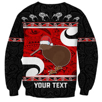 Personalized New Zealand Christmas Sweatshirt Santa Haka Fern and Kiwi Bird Tino Rangatiratanga Maori Flag Style LT03 - Polynesian Pride