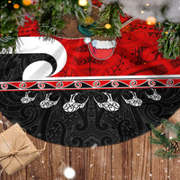Personalized New Zealand Christmas Tree Skirt Santa Haka Fern and Kiwi Bird Tino Rangatiratanga Maori Flag Style LT03 - Polynesian Pride