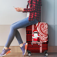 Personalized New Zealand Christmas Luggage Cover Santa Claus and Kiwi Bird Maori Tattoo Koru Pattern LT03 - Polynesian Pride