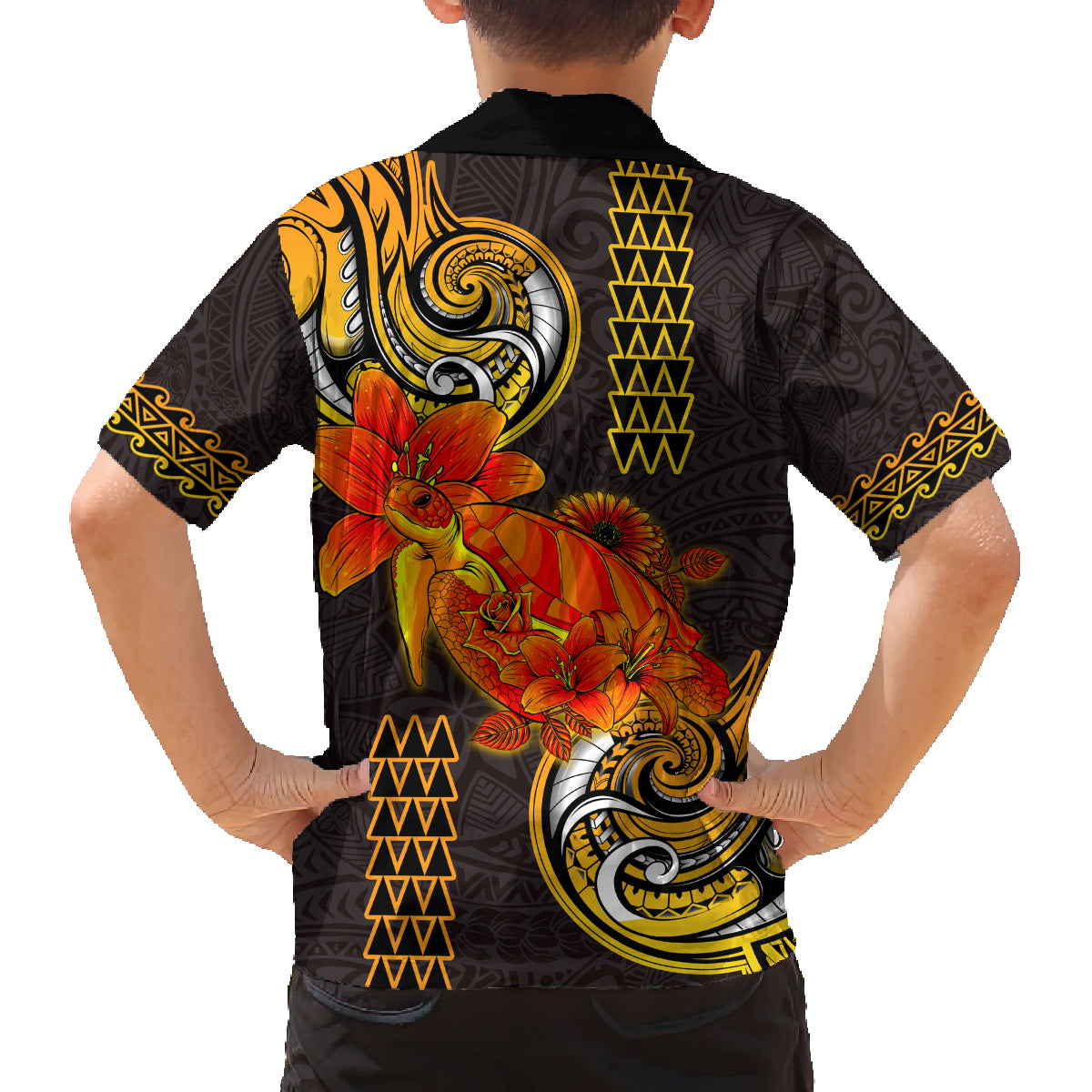 Hawaii Turtle Hibiscus Flower Family Matching Puletasi and Hawaiian Shirt Polynesian Tattoo LT03 - Polynesian Pride