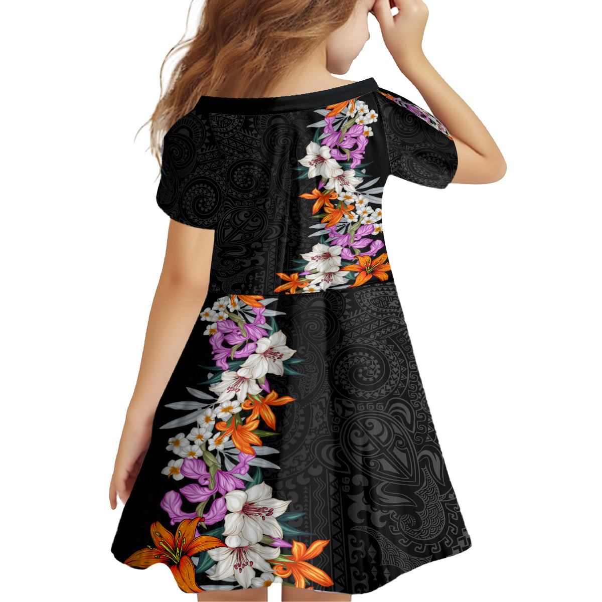 Hawaii Tropical Leaves and Flowers Family Matching Off Shoulder Long Sleeve Dress and Hawaiian Shirt Tribal Polynesian Pattern LT03 - Polynesian Pride