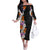 Hawaii Tropical Leaves and Flowers Family Matching Off Shoulder Long Sleeve Dress and Hawaiian Shirt Tribal Polynesian Pattern LT03 Mom's Dress Black - Polynesian Pride