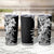 Hawaii Tropical Leaves and Flowers Tumbler Cup Tribal Polynesian Pattern Black White Style