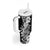 Hawaii Tropical Leaves and Flowers Tumbler With Handle Tribal Polynesian Pattern Black White Style