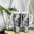 Hawaii Tropical Leaves and Flowers Tumbler With Handle Tribal Polynesian Pattern Black White Style