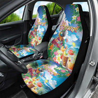 Hawaii Cocktails Car Seat Cover Parrot with Cute Beach Landscape and Tropical Plants
