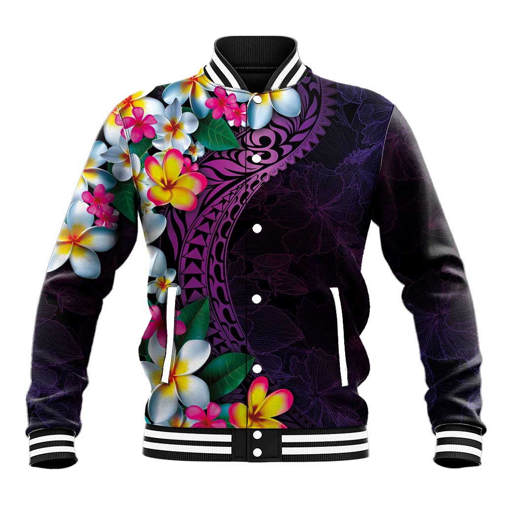 Hawaiian Plumeria-Polynesian Art Tattoo Mauve Color Baseball Jacket