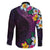 Hawaiian Plumeria-Polynesian Art Tattoo Mauve Color Family Matching Off Shoulder Maxi Dress and Hawaiian Shirt