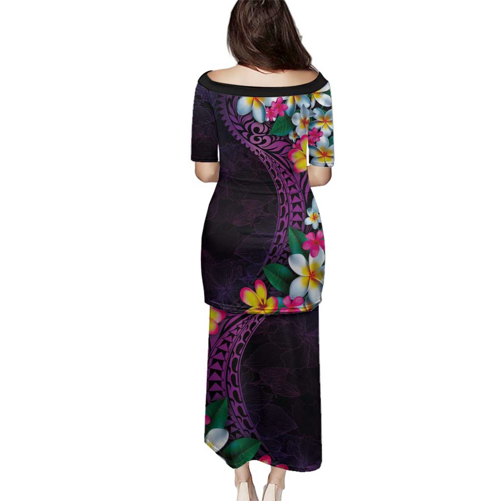 Hawaiian Plumeria-Polynesian Art Tattoo Mauve Color Family Matching Puletasi and Hawaiian Shirt LT03 - Polynesian Pride