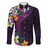 Hawaiian Plumeria-Polynesian Art Tattoo Mauve Color Family Matching Short Sleeve Bodycon Dress and Hawaiian Shirt LT03 Dad's Shirt - Long Sleeve Purple - Polynesian Pride