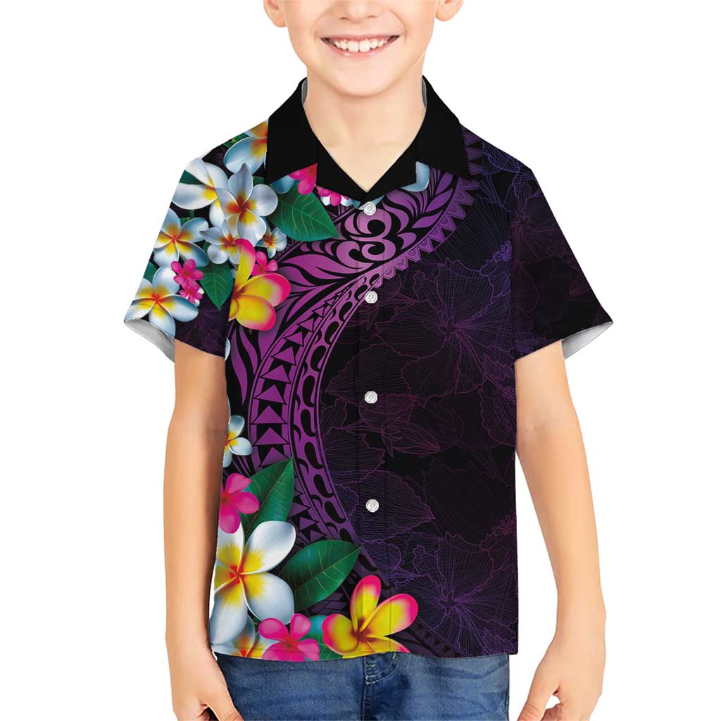 Hawaiian Plumeria-Polynesian Art Tattoo Mauve Color Family Matching Short Sleeve Bodycon Dress and Hawaiian Shirt LT03 Son's Shirt Purple - Polynesian Pride