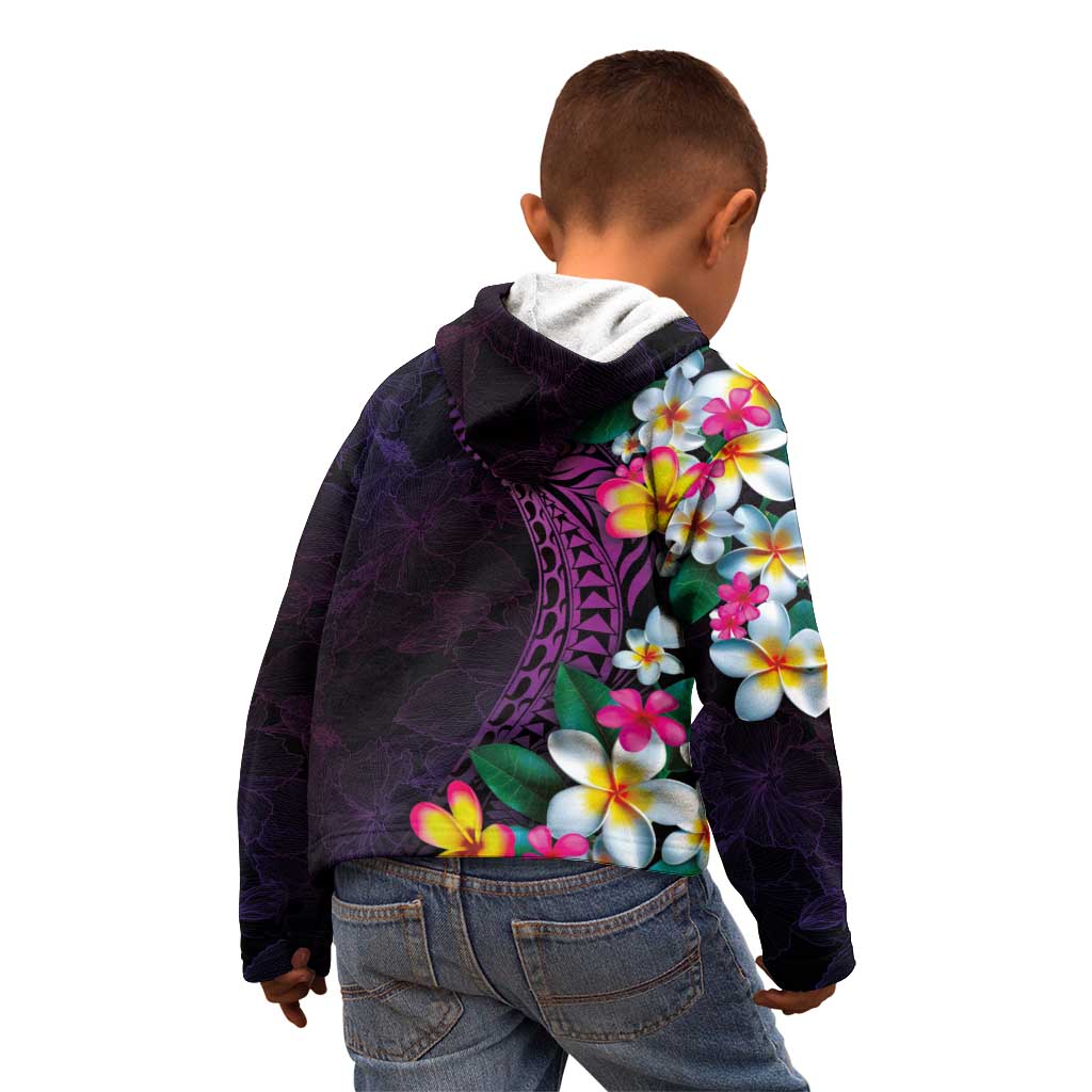 Hawaiian Plumeria-Polynesian Art Tattoo Mauve Color Kid Hoodie
