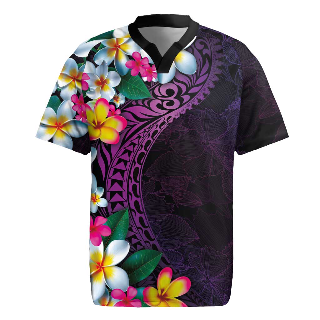 Hawaiian Plumeria-Polynesian Art Tattoo Mauve Color Rugby Jersey