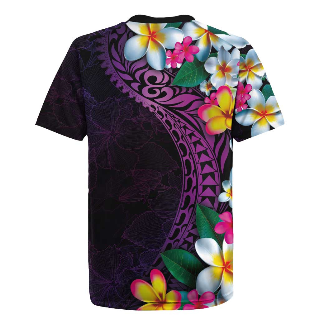 Hawaiian Plumeria-Polynesian Art Tattoo Mauve Color Rugby Jersey