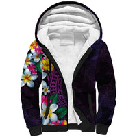 Hawaiian Plumeria-Polynesian Art Tattoo Mauve Color Sherpa Hoodie
