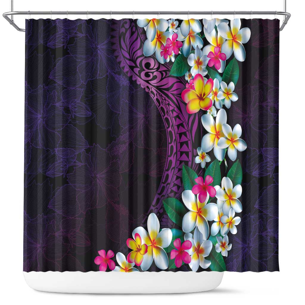 Hawaiian Plumeria-Polynesian Art Tattoo Mauve Color Shower Curtain