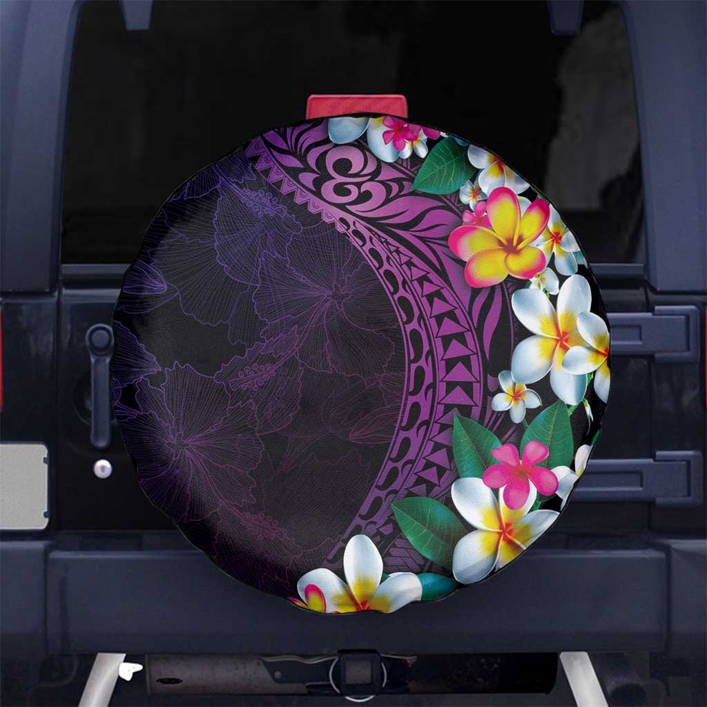 Hawaiian Plumeria-Polynesian Art Tattoo Mauve Color Spare Tire Cover