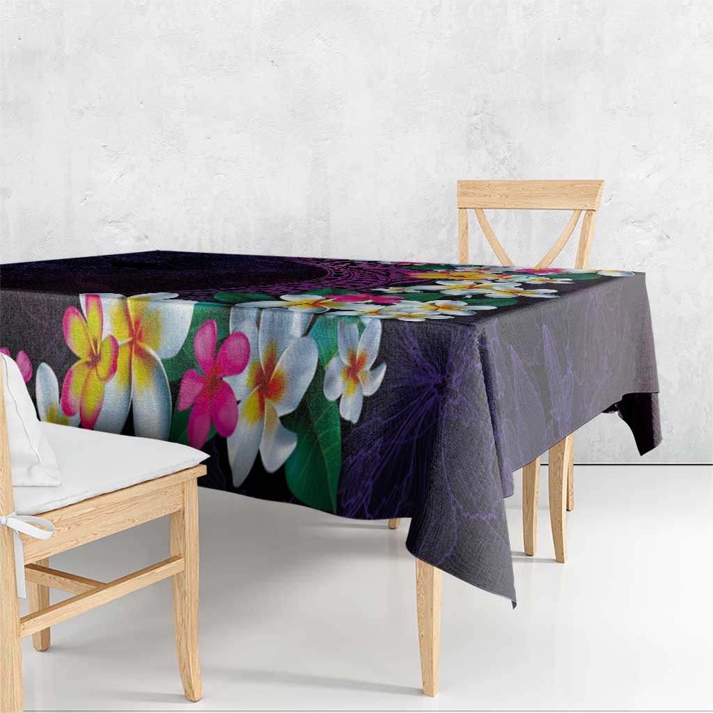 Hawaiian Plumeria-Polynesian Art Tattoo Mauve Color Tablecloth