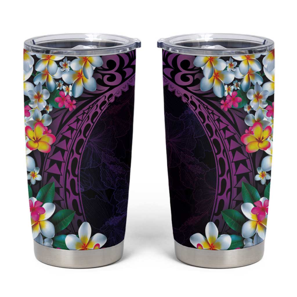 Hawaiian Plumeria-Polynesian Art Tattoo Mauve Color Tumbler Cup