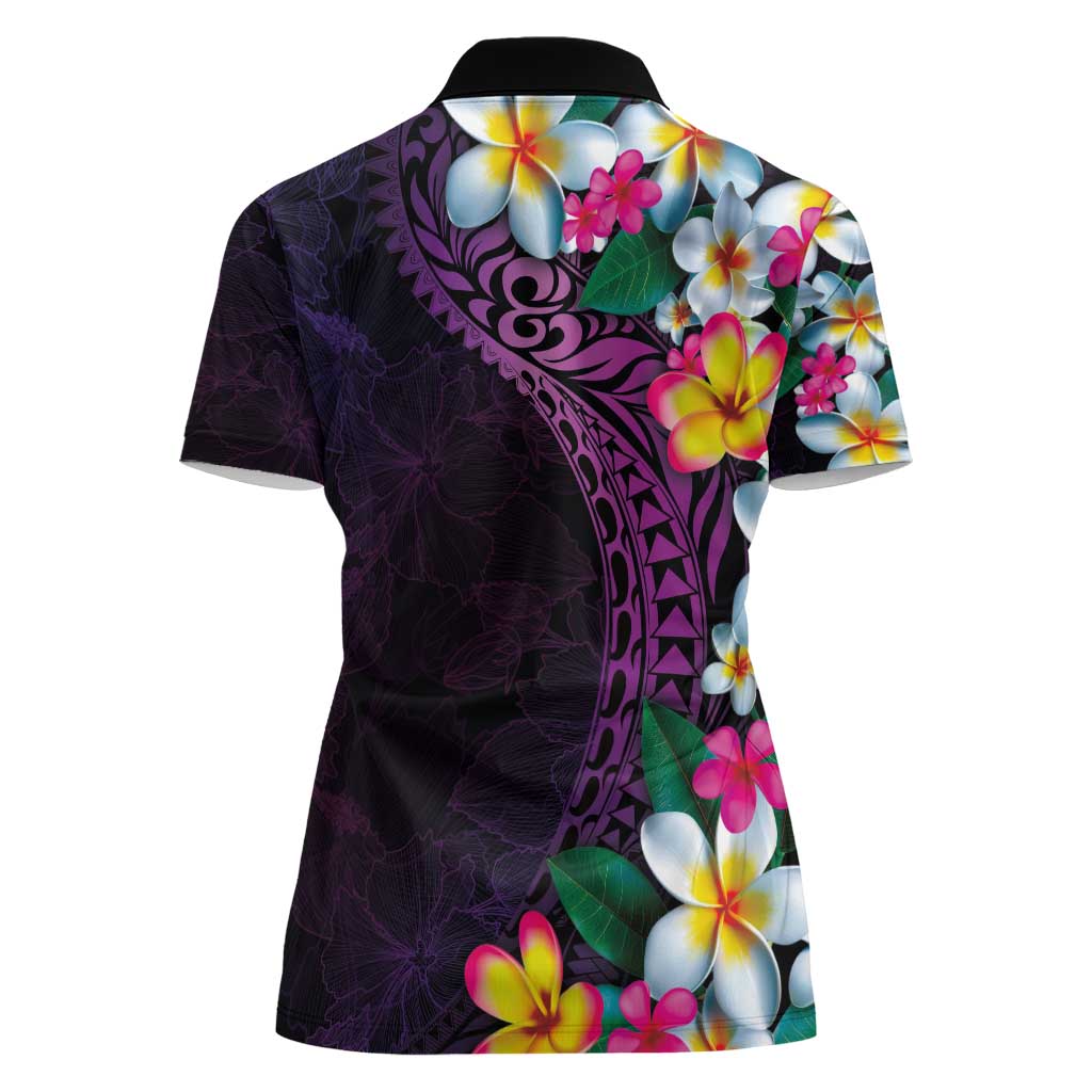 Hawaiian Plumeria-Polynesian Art Tattoo Mauve Color Women Polo Shirt LT03 - Polynesian Pride