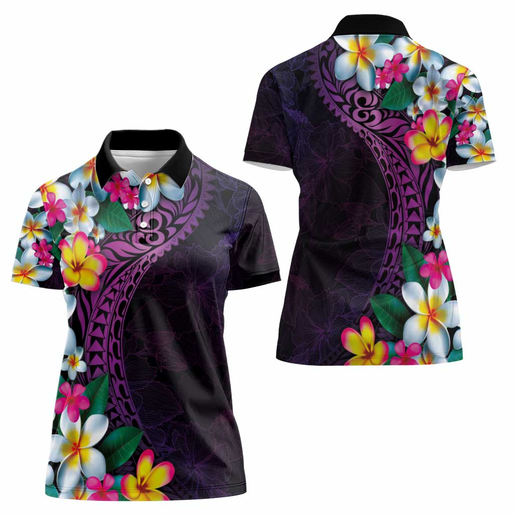 Hawaiian Plumeria-Polynesian Art Tattoo Mauve Color Women Polo Shirt LT03 - Polynesian Pride