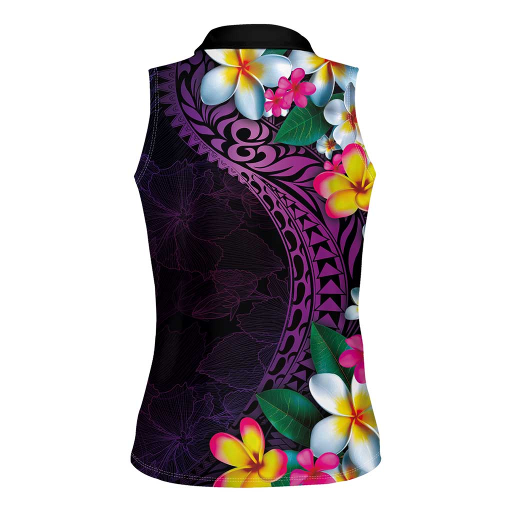 Hawaiian Plumeria-Polynesian Art Tattoo Mauve Color Women Sleeveless Polo Shirt LT03 - Polynesian Pride