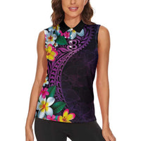 Hawaiian Plumeria-Polynesian Art Tattoo Mauve Color Women Sleeveless Polo Shirt LT03 - Polynesian Pride