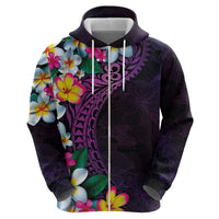 Hawaiian Plumeria-Polynesian Art Tattoo Mauve Color Zip Hoodie