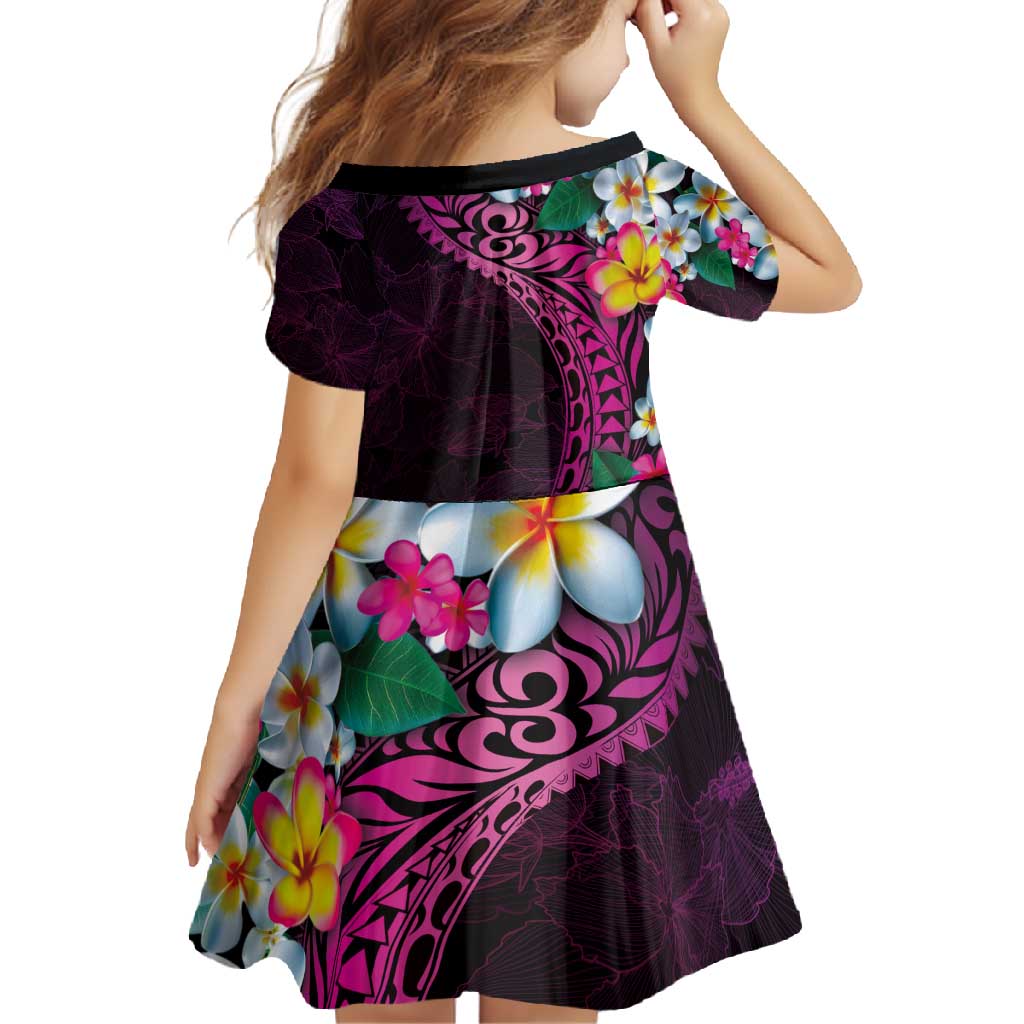 Hawaiian Plumeria-Polynesian Art Tattoo Plum Pink Color Family Matching Long Sleeve Bodycon Dress and Hawaiian Shirt LT03 - Polynesian Pride